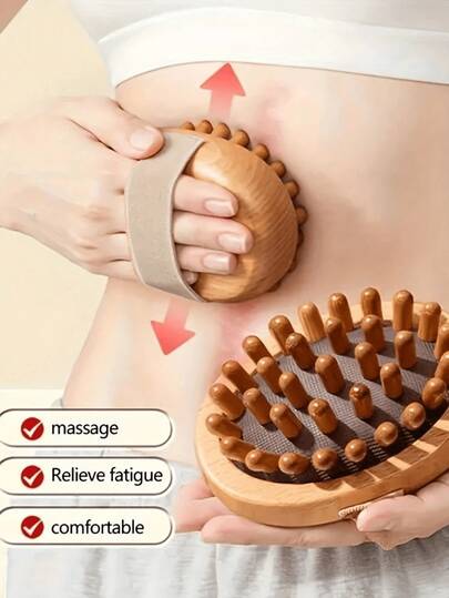Wooden Massage Brush/Pad Brush, For Body Massage And Therapy, Relieves Fatigue, Soreness, Skin Laxity, Reduces Fat Accumulation, Promotes Lymph And Blood Circulation, Eliminates Edema. Can Be Used As A Dry Brush To Remove Dead Skin. Pad Design Suitable For Essential Oils And Sunbathing Massage. Portable And Easy To Clean, Suitable For Home, Beauty Care, Office, Spa, Skincare, SPA, Bathing And Campus. An Ideal Gift For Family And Friends On Birthdays, Holidays, And Anniversaries.