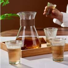 一套玻璃茶杯和茶壶，透明玻璃茶杯，浓缩咖啡杯，耐热，适合家庭、办公室、咖啡馆使用 - 白色 - 查看 9