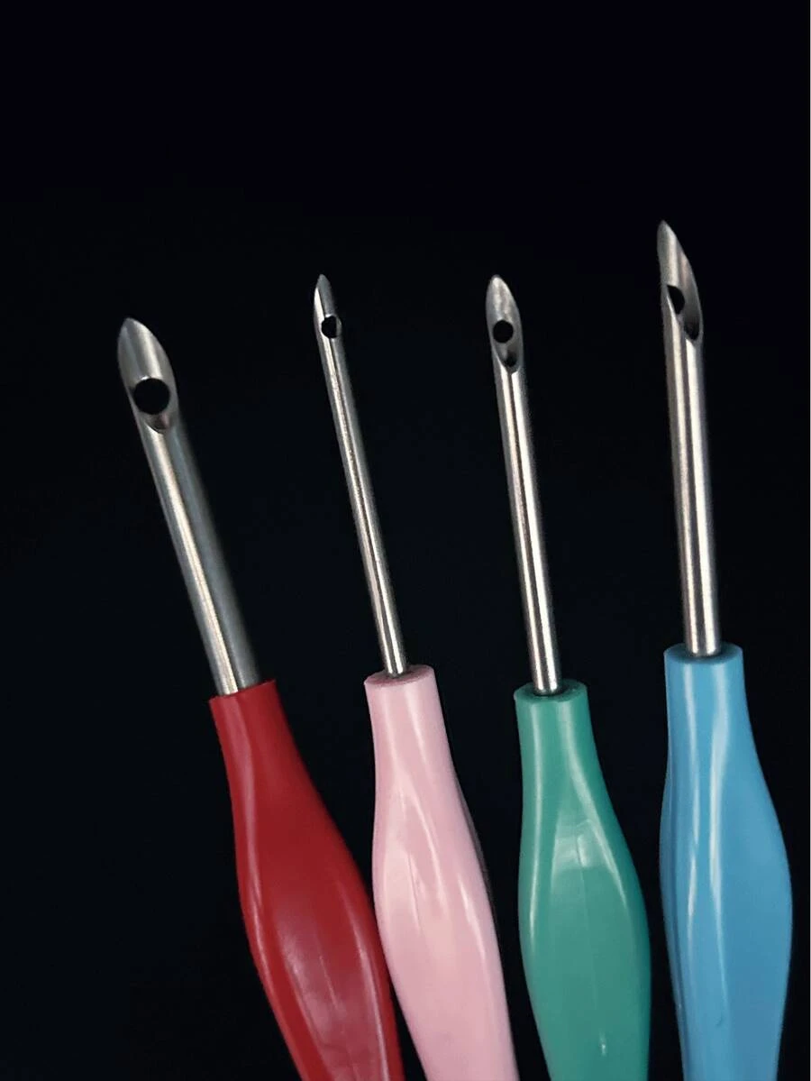 Colorful Punch Needles, Pink, Red, Green, Blue 4 Colors Available, With Matching Protective Caps, Anti-, Suitable For Punch Needle, Embroidery And Christmas Decoration And Other Various Handmade Crafting Scenarios - Capped Stamp - View 1