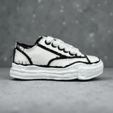 Giày trượt ván phong cách retro rách rưới mới năm 2026, giày thể thao vải bố buộc dây unisex. - trắng - Xem 2