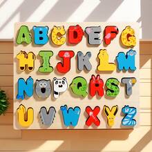 Large Alphabet Board A-Z Letter Puzzle, Small Number Matching Puzzle, Preschool Educational Alphabet & Number Recognition Puzzle Board Game, Wooden Toy, Holiday Gift - Multicolor - View 8