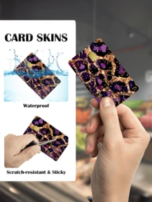 1pc Purple & Gold Leopard Print Credit Card Sticker, Purple Ladies' Birthday Gift, PVC Material Anti-Fingerprint Durable Scratch-Resistant, Suitable For Men & Women, Couples, Small Chip Card, Bank Card, Transportation Card, Student ID Card DIY - Multicolor - View 7