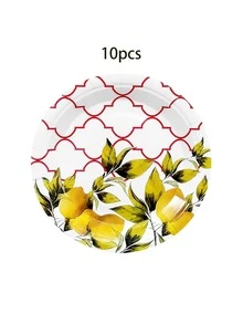 10个/60个/120个装 7/9英寸柠檬派对纸盘，夏季水果一次性纸盘，三种款式柠檬纸盘甜点盘，适用于夏季婚礼、新娘送礼会、婴儿派对、生日派对等场合，男女皆宜。 - 多色 - 查看 14