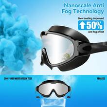 2-Pack Swim Goggles With Attached Earplugs & Nose Clips Adult Men & Women, Anti-Fog/No Leak Wide View Swimming Goggles ,, No Raccoon Eyes,  Multi-Swimming Goggles Fun, Pool Day, Beach Trip, Lap Swimming - Màu xanh nước biển và bạc sáng - Xem 4