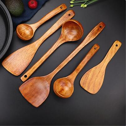 Wooden Tableware, Non-Stick Cookware, Wooden Spatula, Kitchenware, Kitchen Accessories, Kitchen Tools, Kitchen Essentials