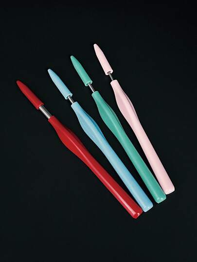 New Colorful Protective Cap Punch Embroidery Pen, Available In Size 25#, 30#, 35#, 50#, Variety Of Colors, Russian Punch Embroidery Tool Knitted Punch Pen Plastic Handle Punch Pen, Suitable For Handmade Punch Embroidery