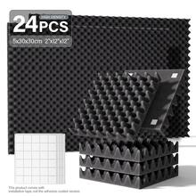 JIPO SPORT [24 miếng] Tấm xốp cách âm tự dính - 12x12x1.18/2 inch, Tấm xốp cách âm mật độ cao, Tấm trần phòng thu âm, Hấp thụ âm thanh, Giảm tiếng ồn, Khử tiếng vọng (Đen/Trắng/Xám/Tím) - Nhiều màu - Xem 11
