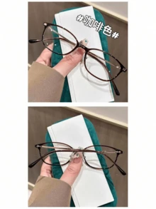 1 Pair Y2K Style Rectangular Frame Glasses For Women (Frame Width=133mm), Retro Fashion Eyeglasses, Daily Wear, Small Frame - Multicolor - View 4