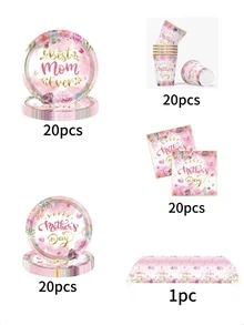 Bộ đồ ăn dùng một lần 81 món với chủ đề bó hoa hồng Ngày của Mẹ bao gồm 20 đĩa ăn tối, 20 đĩa tráng miệng, 20 cốc giấy, 20 khăn ăn và một khăn trải bàn. Bộ đồ ăn tiện dụng này rất phù hợp cho cắm trại, dã ngoại, tiệc nướng ngoài trời, đám cưới và tiệc sinh nhật. - Nhiều màu - Xem 13