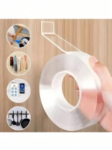 1 Rolo 1/3/5/10M Fita Dupla Face Resistente, Fita Adesiva Forte Reutilizável, Fita Nano Lavável e Removível de Uso Múltiplo, Adequada para Adesão em Casa/Escritório/Carro, Ideal para Ferramentas de Decoração Doméstica, Adesivos, Decalques de Parede - Multicolorido - Visão 2