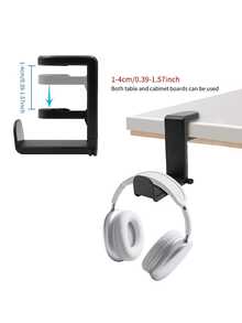 1/2pcs 360° Rotating Under Desk Headphone Holder Clamp, Minimalist & Fashionable Design, Plastic Material With Cable Management Slot. Features Anti-Scratch Curved Hook, 4.53 Inches Height, 2.2 Lbs Load Capacity - Black - View 5