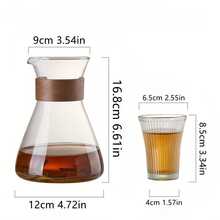 一套玻璃茶杯和茶壶，透明玻璃茶杯，浓缩咖啡杯，耐热，适合家庭、办公室、咖啡馆使用 - 白色 - 查看 2