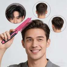 1pc Multi-Functional Hair Styling Tool V-Shaped Comb - Fine-Toothed Curly Comb For Detangling Hair - Hair Straightening Brush - V-Shaped Clamp Design Curling & Straightening Dual-Use Brush - Multicolor - View 8