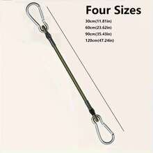 Set Of Two Sturdy Green Elastic Rope Hooks, 12 Inches Long, Flexible And Durable, With Metal Carabiner, Can Hold Up To 122.0 Pounds Or Less, Multi-Functional Fixing Solution, Strong Hook Design, Reliable - Metal Elastic Rope - View 7