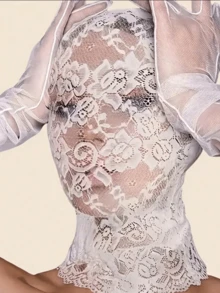 1 pieza Máscara facial elegante de encaje negro y blanco, adecuada para todas las estaciones, apta para Halloween, baile de máscaras, San Valentín y otras ocasiones - A - Ver 3