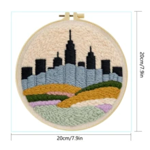 DIY Punch Needle Embroidery Kit, Suitable For Beginners, Includes Punch Needle, Threads, Instructions, Embroidery Hoop And Pre-Printed Fabric With Beautiful Architectural Landscape Patterns, Creative Handcraft Set For Home Wall Decor And Perfect Gift, 2D Flat Printed Punch Needle Embroidery Kit/Starter Kit/Fun Kit, 20X20cm (7.87X7.87 Inches) - 20 - View 8