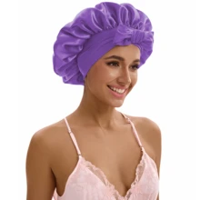 ZTZI Premium Satin Hair Protection Cap, Reusable Waterproof Shower Accessory - TT Matching Color Bow Round Hat - View 17