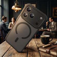 DECOPHONE Ốp lưng điện thoại từ tính màu đen mờ trong suốt, chống rơi vỡ, bảo vệ toàn diện, thiết kế tối giản với các cạnh bo tròn, tương thích với dòng Apple 17 Pro Max/17 Pro. - màu đen - Xem 3