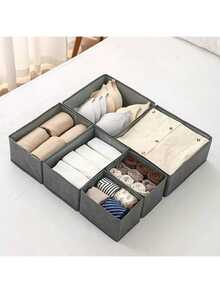 Foldable Storage Box, Fabric Wardrobe Organizer Drawer Divider, Suitable For Storing Clothes, Underwear, Bras, Socks, Intimate Apparel. Deep Gray Design, Space-Saving. Wardrobe Storage Accessory, Home Decor, Dorm Essential, Home Gift - Off White - View 6