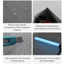 Adjustable No-Drill Mesh Screen - Breathable Polypropylene Nano Mesh, Suitable For Windows And Doors, Reusable And Easy To Clean Window Curtain Alternative, Home Decor - Black - View 3
