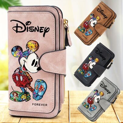 Disney Disney 1pc Mickey Mouse Foldable Large Capacity Long Wallet, Fashionable Children's Wallet, Mickey Mouse Cartoon Print Design, With Vibrant Mickey Mouse Illustration, Ideal For Outdoor Travel Shopping, Practical Holiday Gift