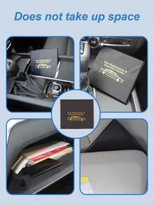 Black Durable PU Car Registration And Insurance Card Holder With Golden Car Pattern, Multi-Slot Design Suitable For Driver's License, Vehicle Documents And Motorcycle Papers, Fashionable Accessory - Card Holder Wallet - View 9
