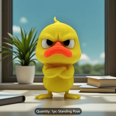 Angry Duck Statue - Expressive, Arms Crossed Funny Angry Duck Sculpture, Plastic Desktop Collectible/Office Decor, Quirky Gift Suitable For Collection Or Display