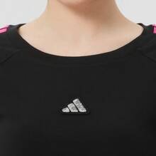 adidas 透氣舒適運動休閒短袖 T卹 女款 - 黑色 - 查看 3
