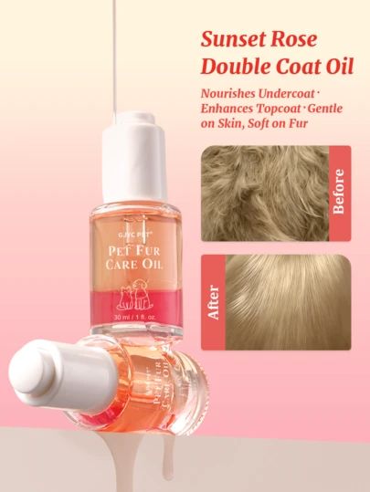 GJYC PET Sun Rose双层宠物护理油，亮泽麝香，2:1黄金比例保湿修护免洗护理，令毛发丝滑亮泽，轻盈不油腻，适用于犬猫，30毫升/1液盎司