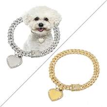 Bộ 2 vòng cổ hình trái tim đính đá sang trọng cho mèo/chó, thanh lịch và bắt mắt, bền và dễ đeo, thiết kế có thể điều chỉnh, phù hợp cho cả mèo và chó. - Nhiều màu - Xem 9