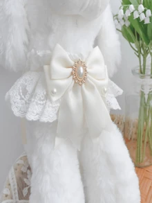 1件装多色可爱猫咪婚礼服饰围兜，宠物狗项圈针织围巾装饰，带法式蝴蝶结 - 彩色 - 查看 2