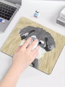 1pc Minimalist Dog Pattern Mini Mouse Pad, Cute Cartoon Oil Painting Style, Compact And Portable, Women Office Mouse Pad, Small Square Cartoon Pattern Soft Pad, Thickened Locked Edge Computer Desk Mat With Wrist Rest - View 4