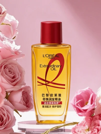 L’Oreal Paris 30毫升欧莱雅奇焕润发精油，修护受损、干燥、毛躁发质，72小时柔顺亮泽，免洗配方，清爽不油腻。