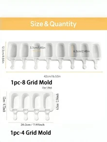 Rubber Oval Ice Cream Mold, 4/8 Compartments DIY Popsicle Maker For Homemade Ice Cream And Chocolate, Classic Shape, No Charge Bakeware Ice Cube Tray Ice Cube Ice Cube Squishy Ice Cube Mold Ice Cube Mould - Multicolor - View 2