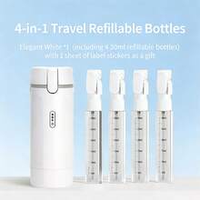 Bộ 1 chai du lịch có thể tháo rời và rửa sạch, chống rò rỉ, bao gồm nước hoa hồng, sữa dưỡng thể, dầu gội và sữa tắm. - Chai phân phối - Xem 13