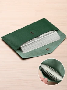 1pc PU Leather Storage Bag, Reusable Cash Wallet, Suitable For Travel And Budget Management, Multi-Functional Bill Wallet Protector, With Envelope Clip And Coin Compartment, Perfect For Stationery Storage, Large Capacity Storage Bag, Back To School Essential - Leather Storage Bag - View 3