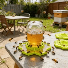 2pcs Bee Feeder, Silicone Bee Watering Station, Garden Sugar Water Feeder, Beekeeping Drinking Water Equipment Tool, Suitable For Mason Jar - A - View 2