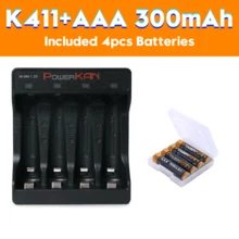 POWERKAN 全套电源套装：1.2V 镍氢 AAA 可充电电池（4 节 300mAh），配备 K411 5V 2A USB 快速充电器，循环寿命超过 1000 次，适用于家用设备，即插即用。 - 是 - 查看 1