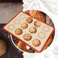 5 tấm lót nướng bằng silicon, tấm lót lò nướng bằng silicon sợi thủy tinh chống dính, chịu nhiệt, dùng làm bánh macaron. - Xem 10