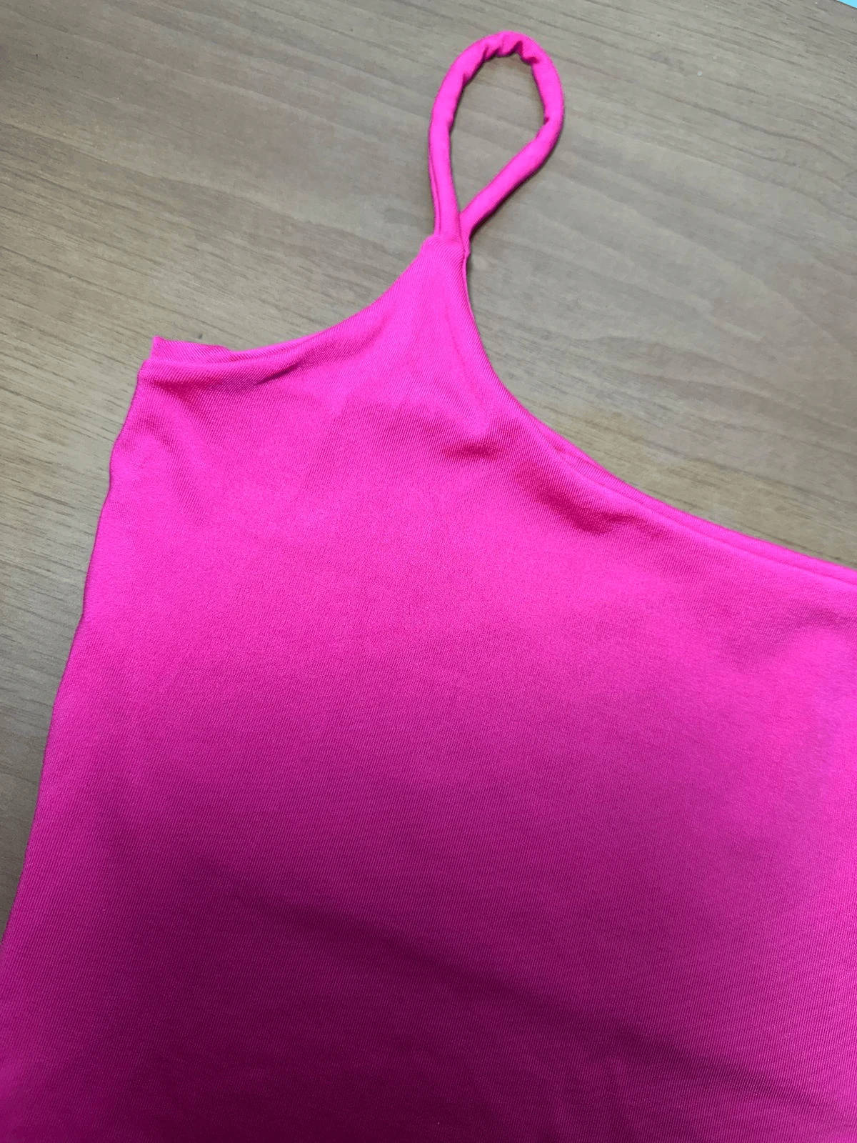 Cropped Top Alcinha Fina Regata Suplex Básico Blusa Feminina Academia - Rosa fúscia - Visão 1