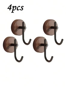 1/2/4个装胡桃木墙钩，免钻孔粘贴式毛巾挂钩，适用于浴室厨房，节省空间的乡村风格浴室收纳架，天然胡桃木材质，易于粘贴安装，耐腐蚀涂层，多功能挂钩，可用于悬挂毛巾、浴袍、配件等，非常适合小空间、公寓、宿舍等场所，轻巧坚固，移除后不留痕迹，现代家居装饰配件 - 彩色 - 查看 12