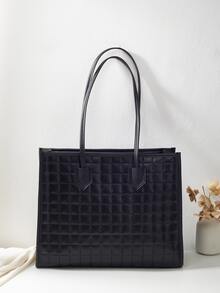 Fashionable Tote Bag With Large Capacity And Stitch Details - Black - View 8