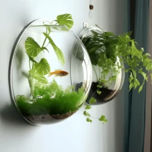 Bể cá thủy canh treo tường kiêm chậu hoa bán chạy nhất, bể cá trong suốt đa năng, vật trang trí cây xanh và hoa trong nhà & ngoài trời. - 1PC - Xem 3