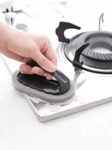 Handled Magic Cleaning Sponge Brush, Strong Decontamination & Rust Removal For Kitchen, Bathroom, Household Cleaning - Multicolor - View 4