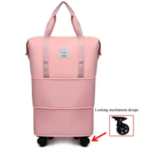 带可拆卸轮子的拉杆旅行包，可扩展女士行李包，可折叠拉杆登机箱，登机箱，男女通用礼品袋 - 彩色 - 查看 16