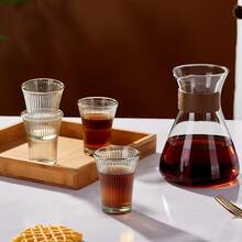 一套玻璃茶杯和茶壶，透明玻璃茶杯，浓缩咖啡杯，耐热，适合家庭、办公室、咖啡馆使用 - 白色 - 查看 4