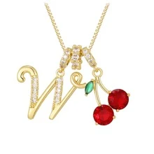1 chiếc mặt dây chuyền chữ cái và quả anh đào, kiểu dáng sang trọng, dành cho nữ. - Nhiều màu - Xem 8