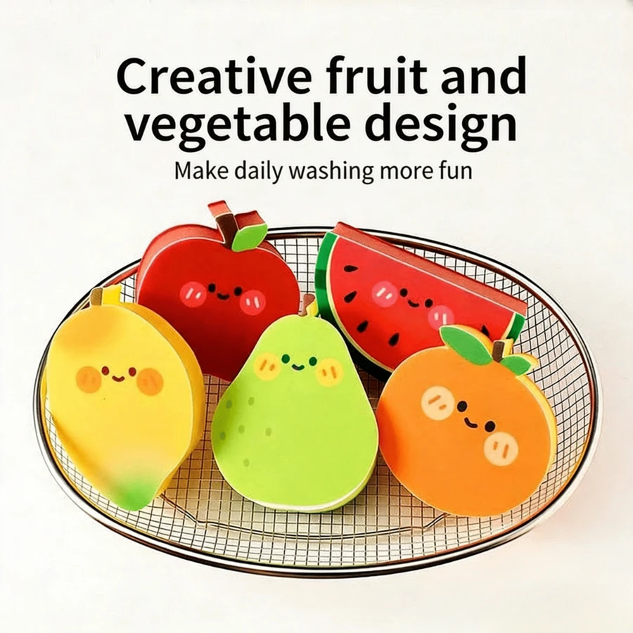 1个水果卡通魔术海绵擦，超强吸水双面海绵，神奇除锈海绵清洁刷，厨房清洁工具 - 1pc[高效去油污+易起泡]-隨機出貨 - 查看 1