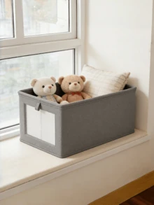 Large Capacity Wardrobe Storage Baskets, Underwear, Socks, Stationery, Miscellaneous Items Storage And Organization, Multi-Functional Home Storage Baskets | Durable Thickened Fabric Storage Boxes, Transparent Visible | Foldable Space-Saving Wardrobe Organizer, Gray / Beige - Multicolor - View 9