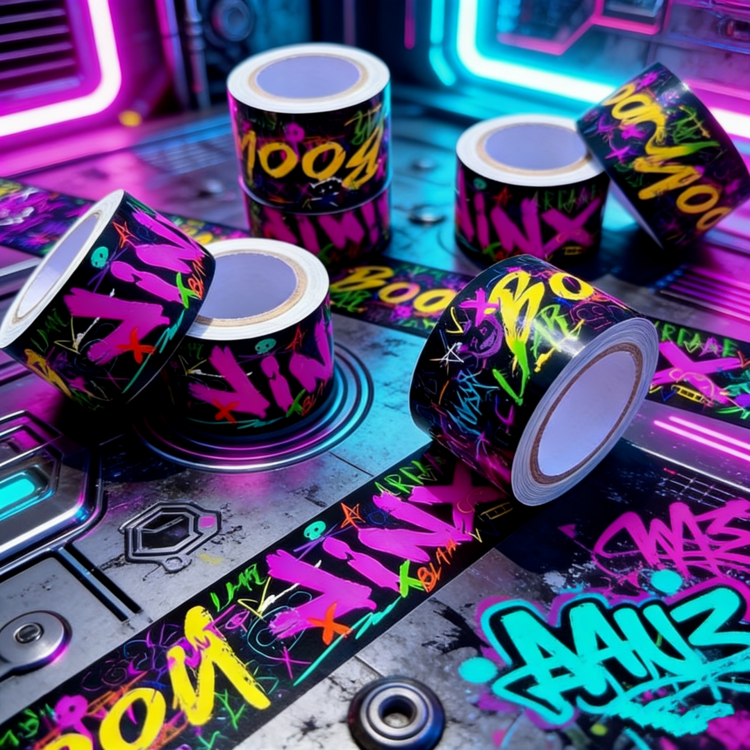 赛博朋克机甲风格防水胶带贴纸，塑料材质，适用于汽车、摩托车、自行车、电脑、平板电脑，是DIY爱好者和骑行爱好者的理想之选。 - 塗鴉JINboon - 查看 5